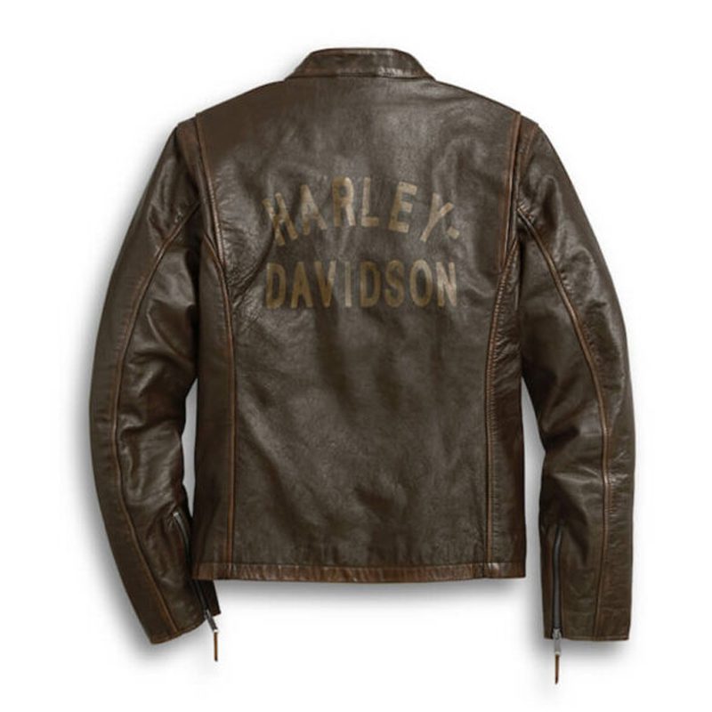 Men’s Distressed Print Leather Jacket