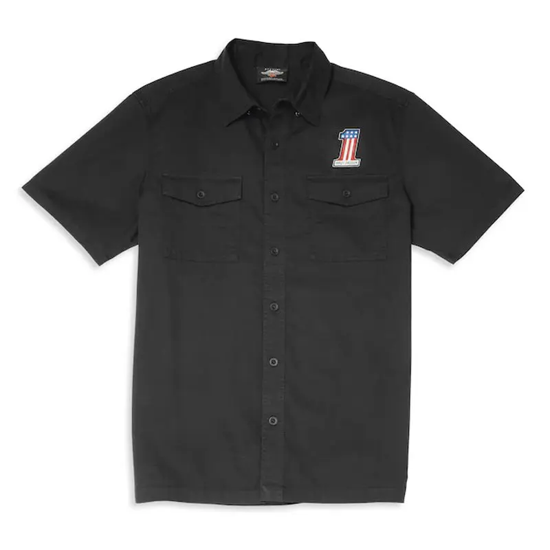 Men's Block Font Solid Short Sleeve Mechanics Shirt - Harley-Davidson ...