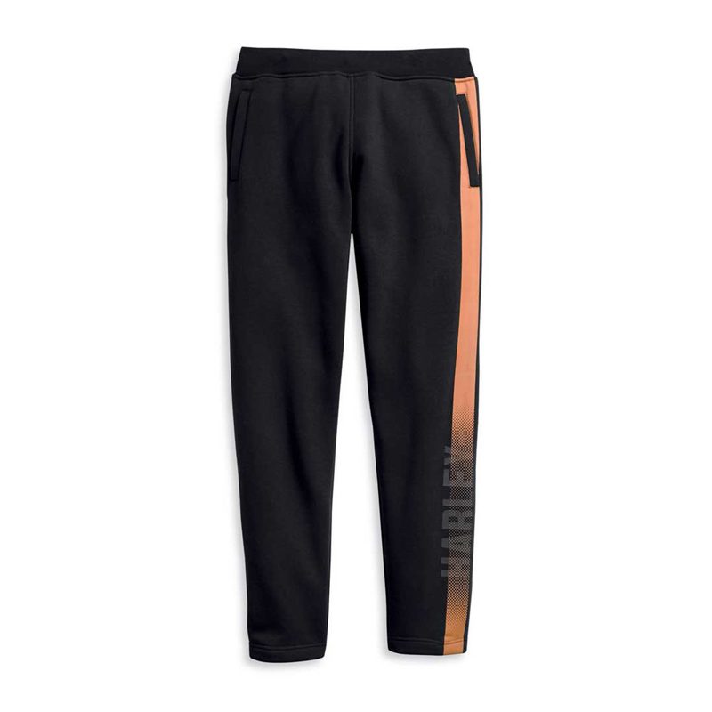 Men's Dual Orange Stripe Activewear Pant - Black