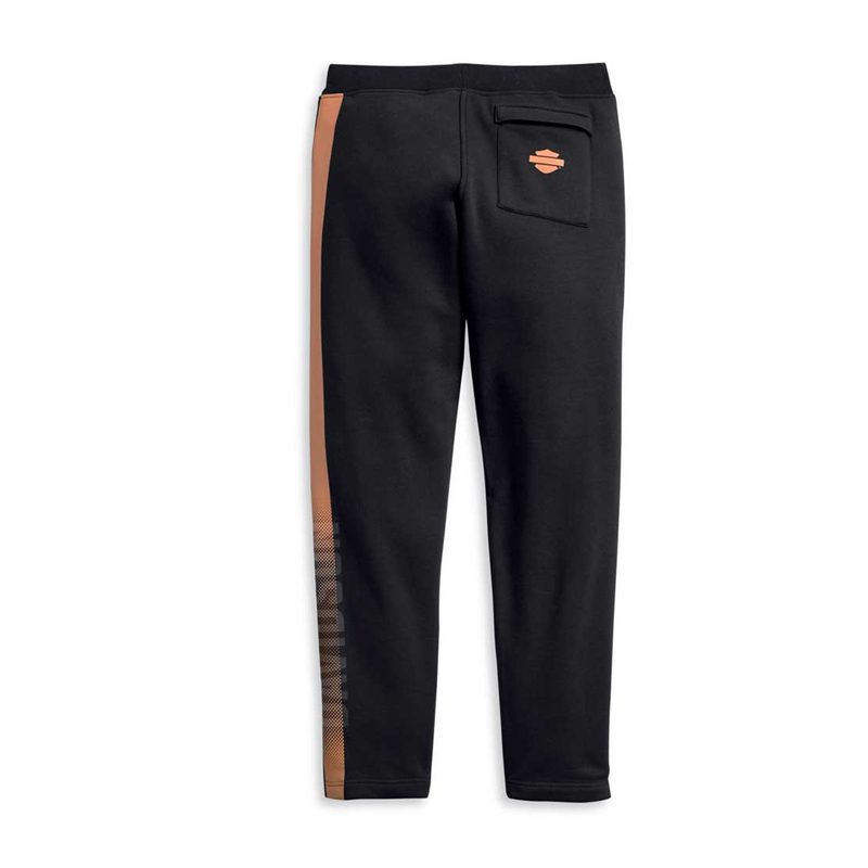 Men's Dual Orange Stripe Activewear Pant - Black