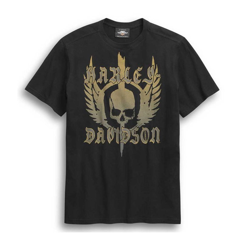 Harley-Davidson Men's Skull Winged Short Sleeve T-Shirt - Black