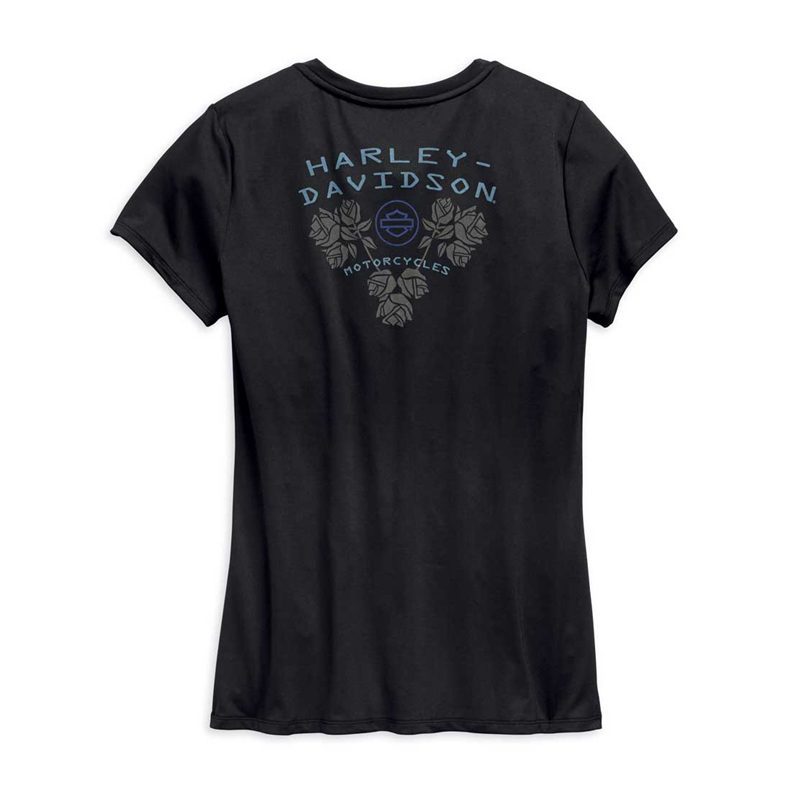 Harley-Davidson® Women's Camo Mesh Wicking Short Sleeve Tee - Black