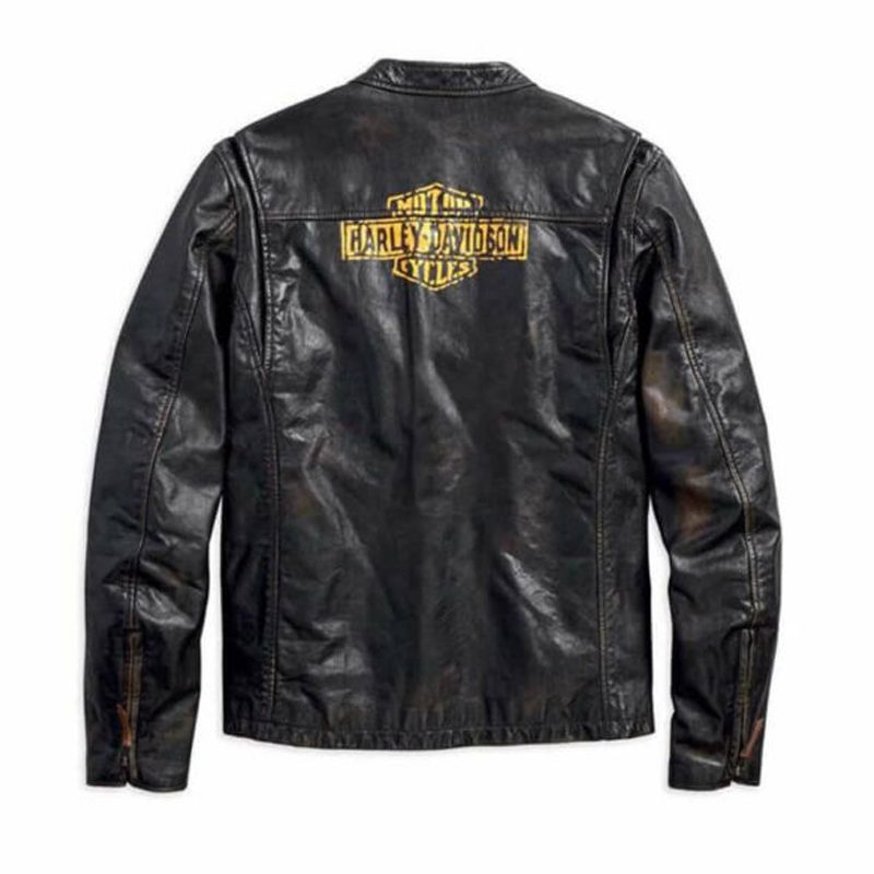 Men’s Vintage Race-Inspired Leather Jacket