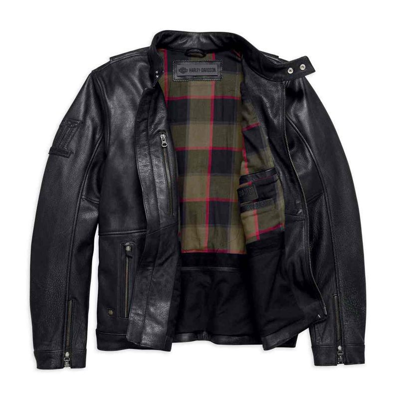 Harley-Davidson® Men's #1 Skull Slim Fit Leather Jacket, Black