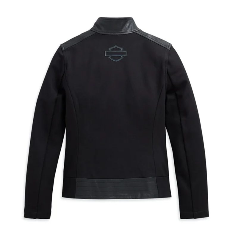 Women's Leather & Compression Knit Jacket