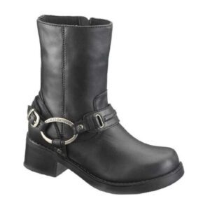 Women's Christa Black 8-Inch Harness Boots, 2-Inch Heel