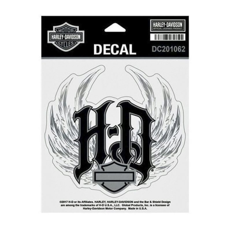 Harley-Davidson® Spiked Monogram Winged H-D Metallic Small Decal