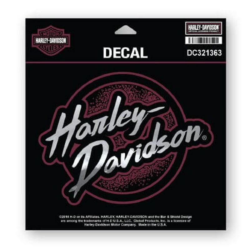 Edgy H-D Decal, MD Size 6 x 4.625 in. Black & Burgundy