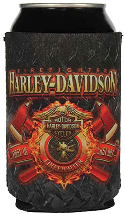 Harley-Davidson® Firefighter Original Can Wrap Flat Black & Red Neoprene