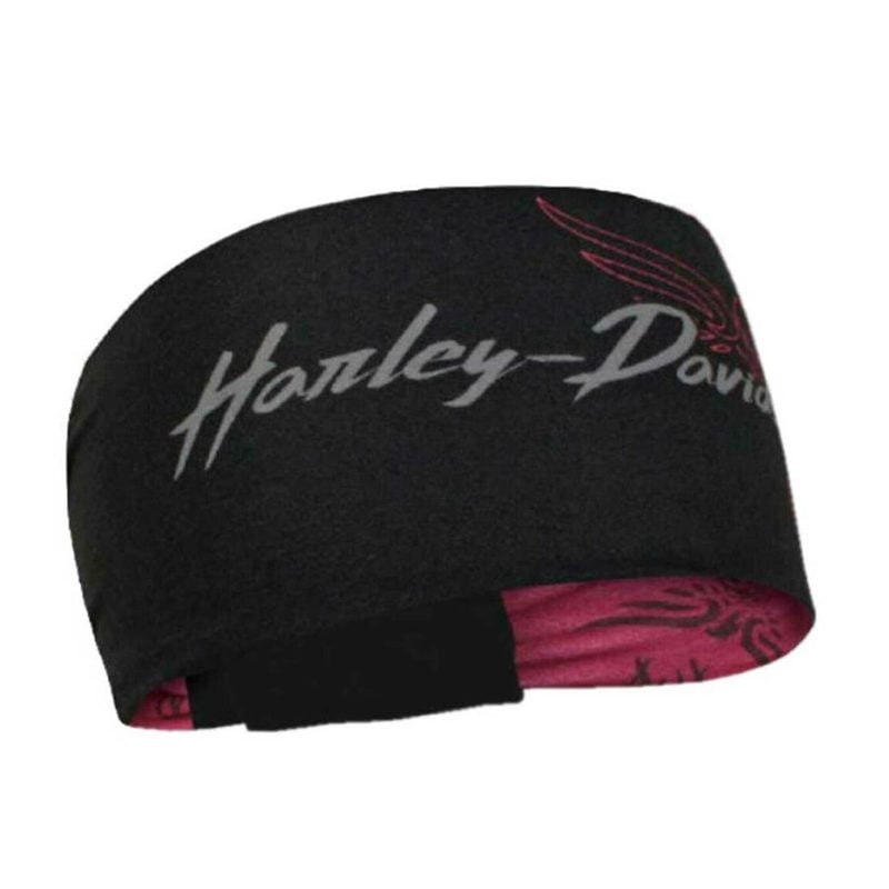 Harley-Davidson® Women's Edgy Reversible Headband, Black & Burgundy