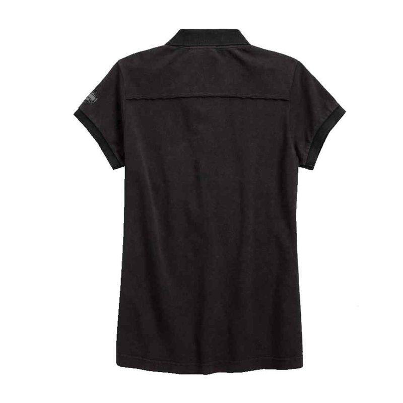 Women's Pique Polo Short Sleeve Tee, Washed Black