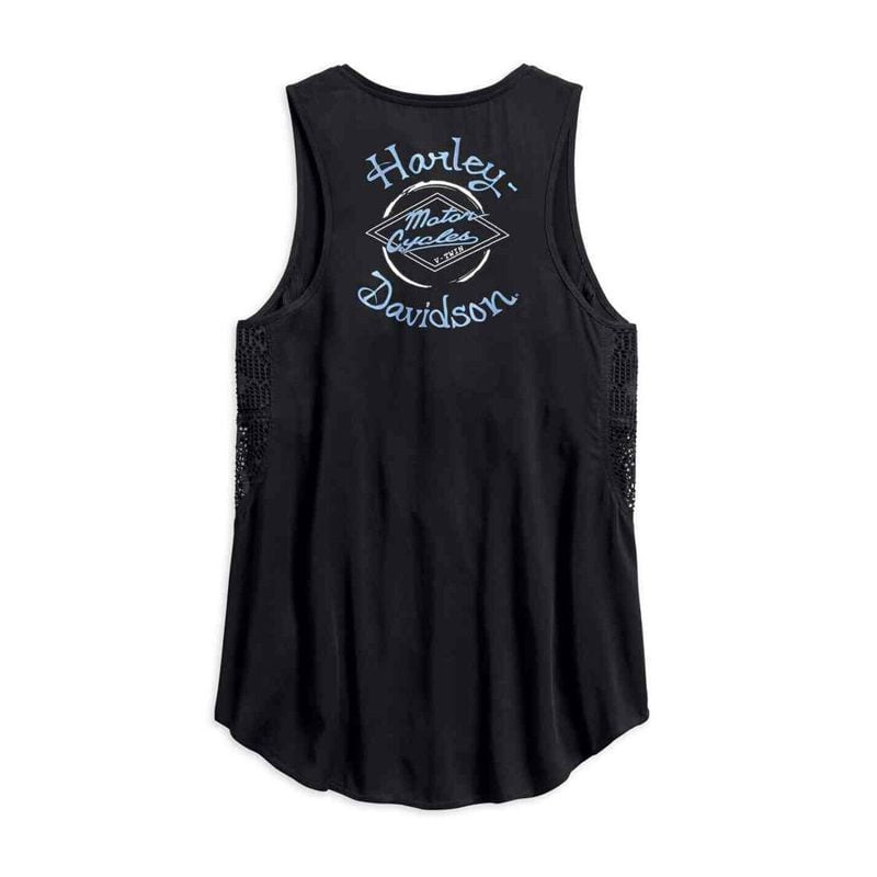 Harley-Davidson® Women's Mesh Lace Accent Woven Tank Top