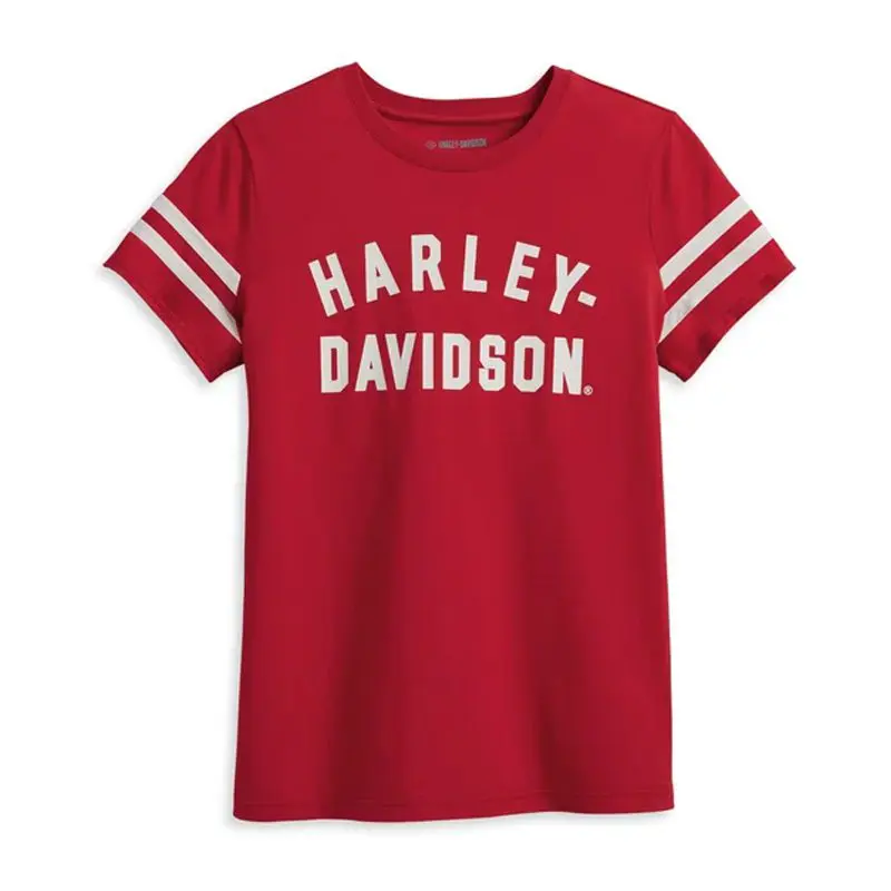 Harley Davidson Women's Forever Sleeve Striped Tee - Chilli Pepper