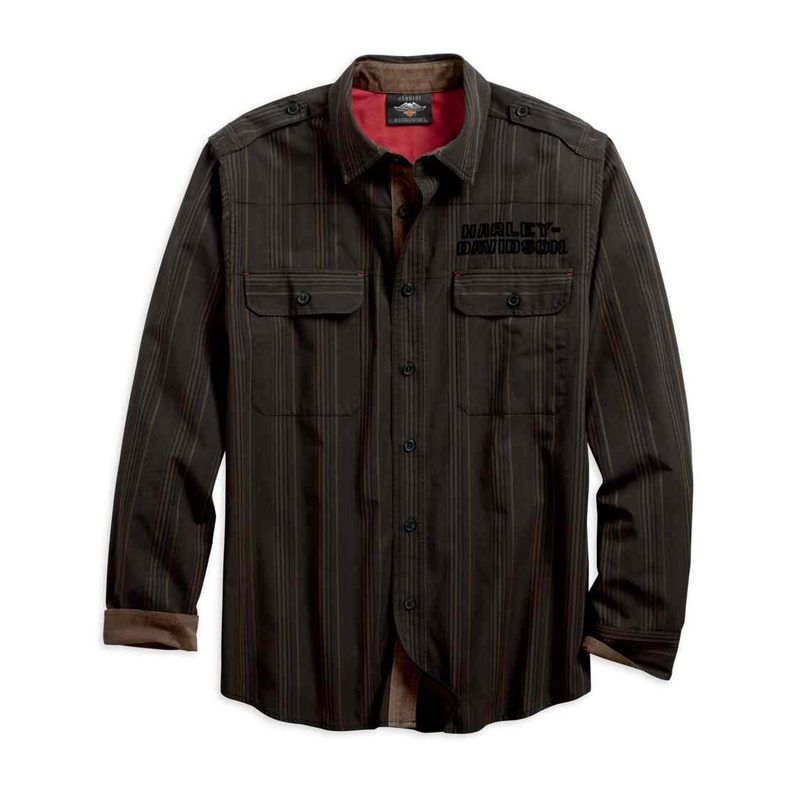 Harley-Davidson® Men's Corduroy Accent Striped Long Sleeve Shirt