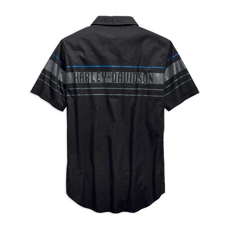 Harley-Davidson® Men's Stripe Logo Short Sleeve Woven Shirt
