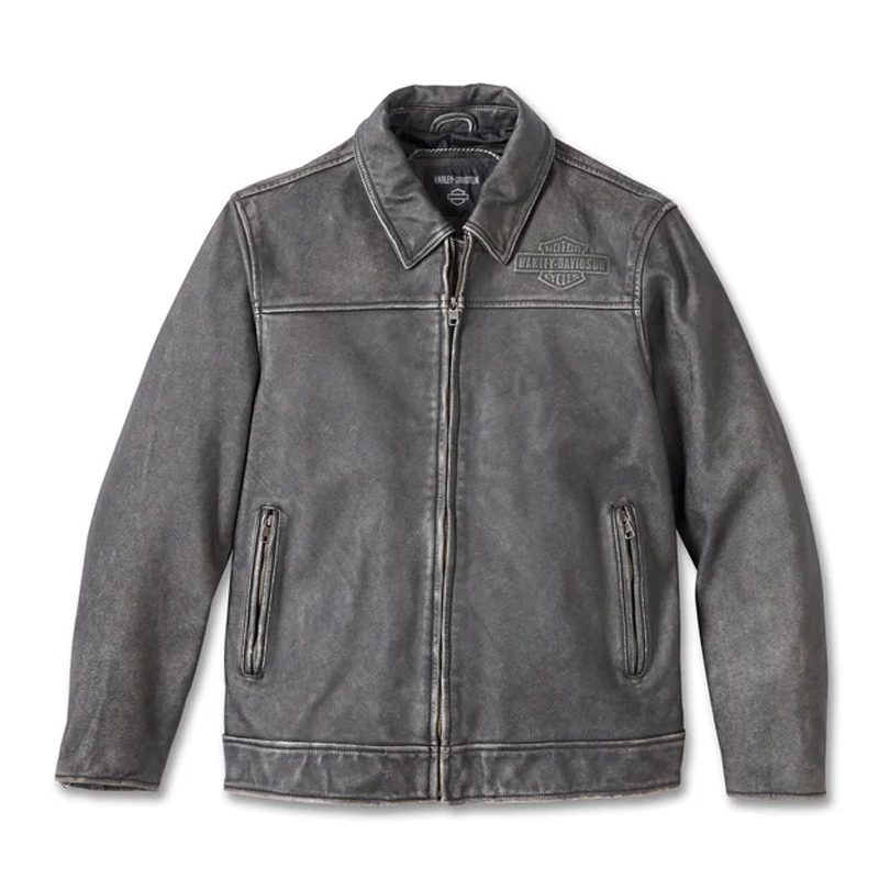 Men's Gas & Oil Leather Jacket - Black Leather