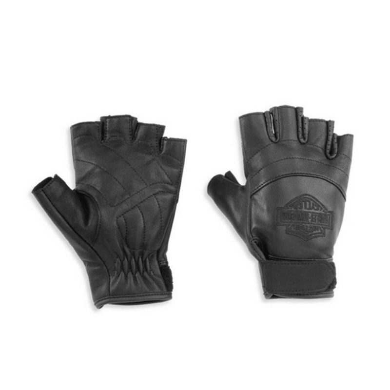 Women’s Bar & Shield Fingerless Leather Gloves Black