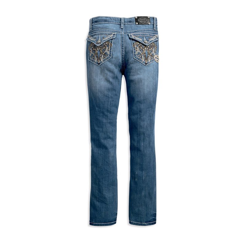 Harley-Davidson® Women's Curvy Boot Cut Embellished Mid-Rise Jeans
