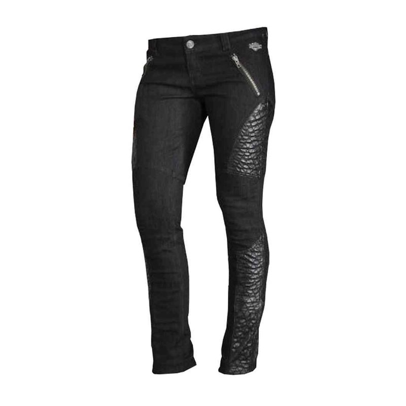 Women's Moto Low-Rise Skinny Jean w/ Faux Leather