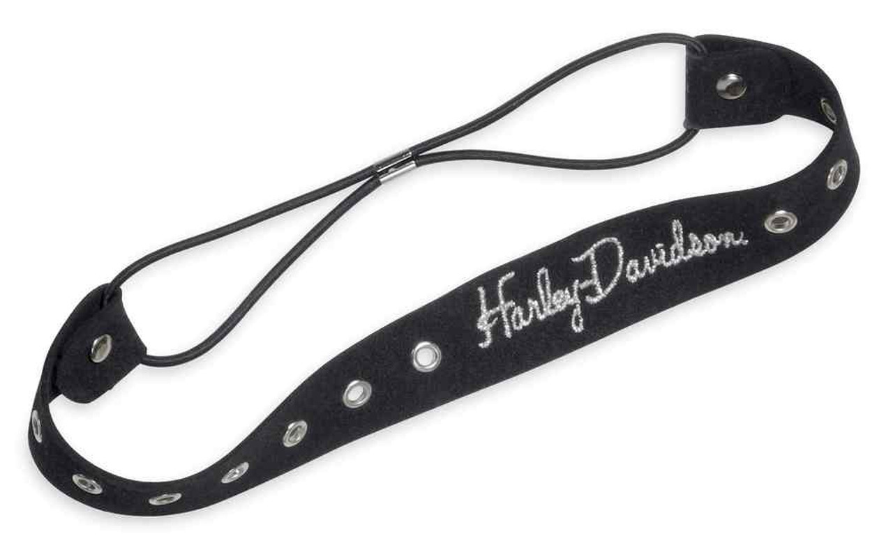 Harley-Davidson® Women's Metallic H-D Eyelet Elastic Headband, Black 97841-17VW