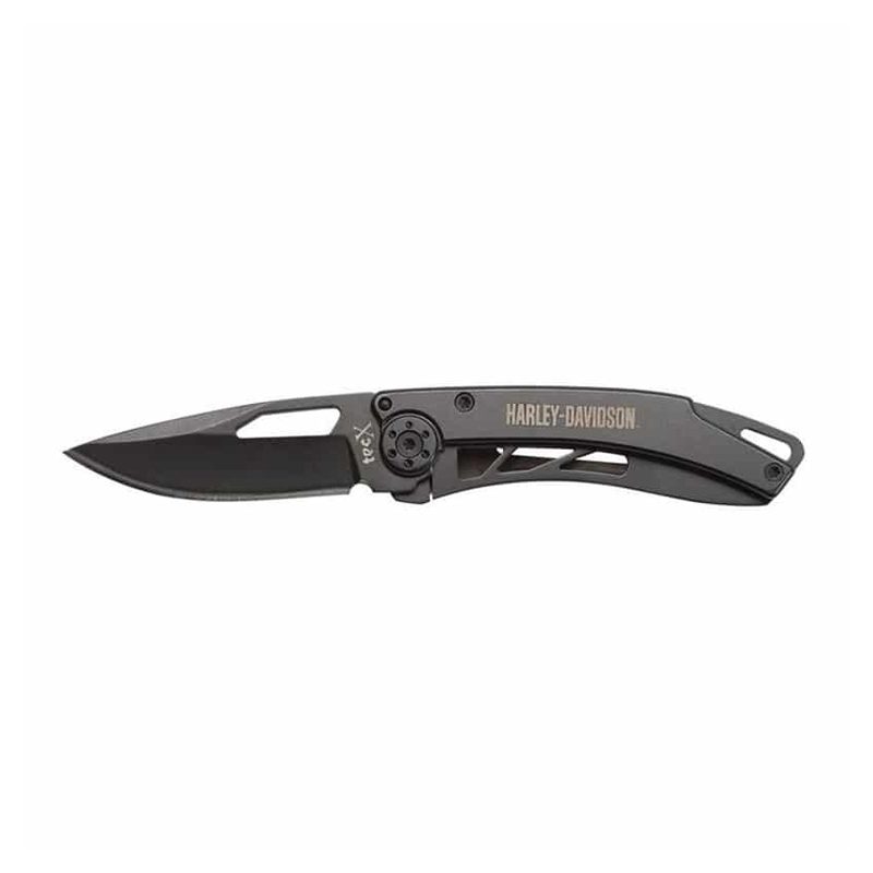 TecX Dinero H-D Script Pocket Knife Stainless Handle Black 52080