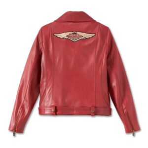 Women's 120th Anniversary D-Pocket Biker Leather Jacket - Merlot