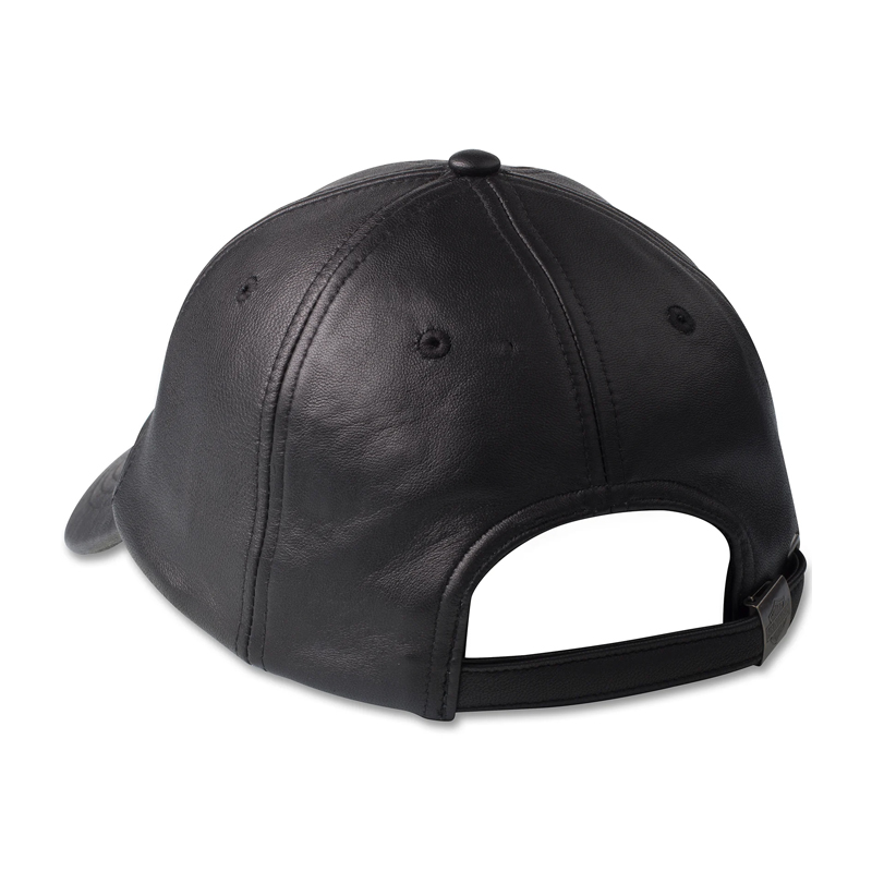 Bar & Shield Leather Baseball Cap Black